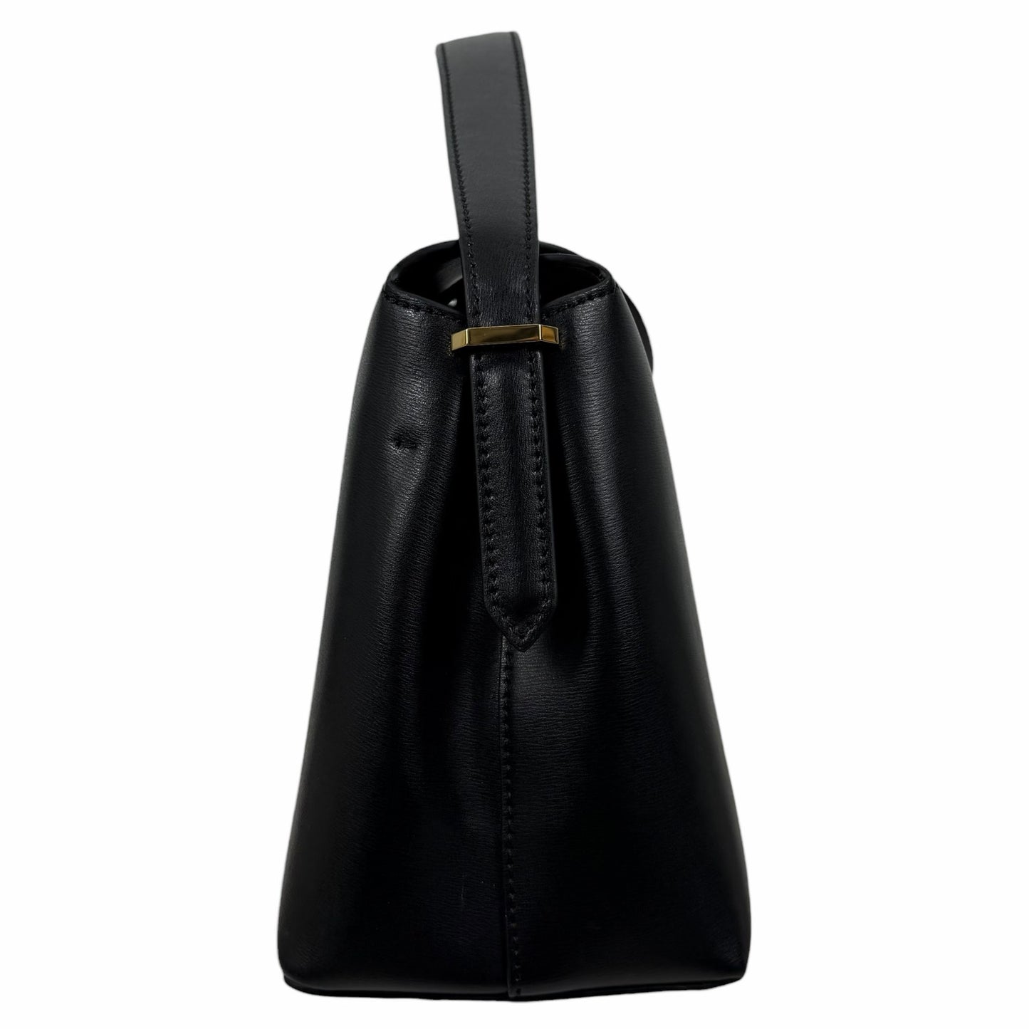 Toteme T Lock Leather Top Handle Satchel Bag Black Gold