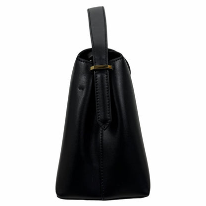 Toteme T Lock Leather Top Handle Satchel Bag Black Gold