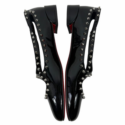 Christian Louboutin Pilouta Jane Spiked Patent Flats Black Size 36.5