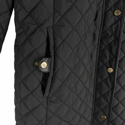 Lauren Ralph Lauren Hooded Quilted Long Coat Black Size L