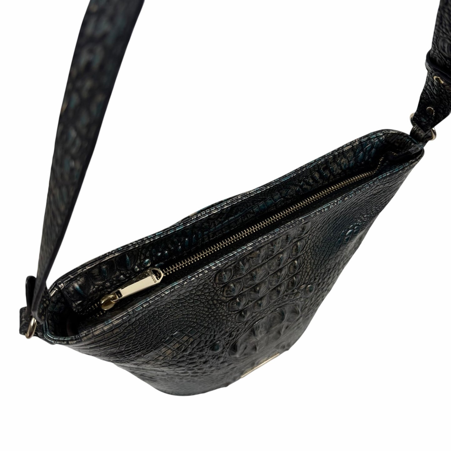 Brahmin Quinn Agata Melbourne Bucket Bag Metallic Green