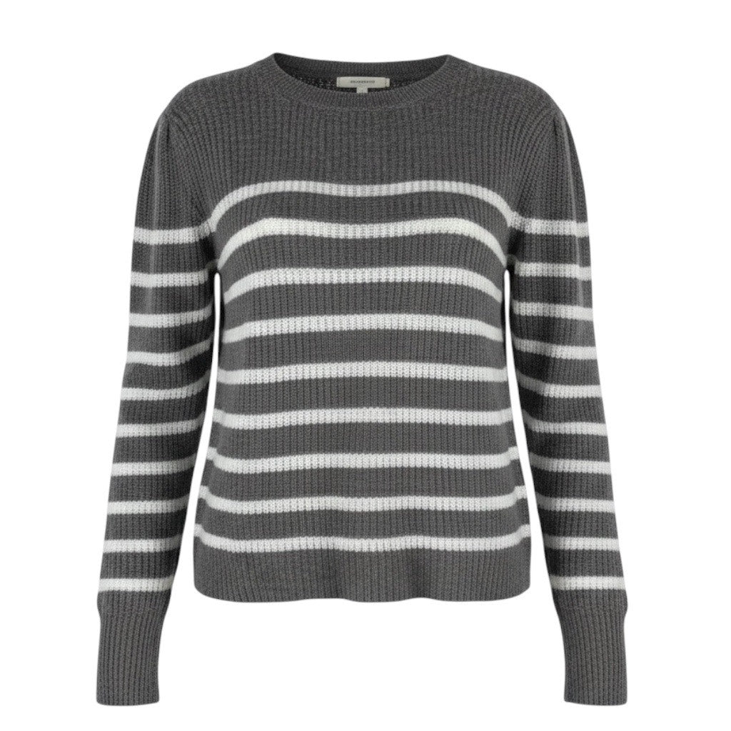 360 Cashmere Laurel Cashmere Striped Sweater Puff Shoulder Size S