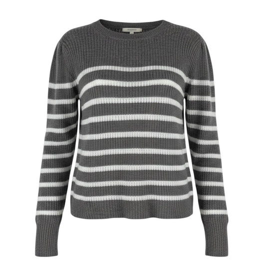 360 Cashmere Laurel Cashmere Striped Sweater Puff Shoulder Size S