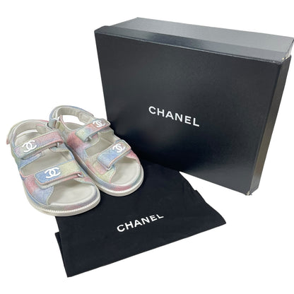 Chanel Dad Sandals Quilted Tie Dye Cloth 2022 Double Strap Size 38