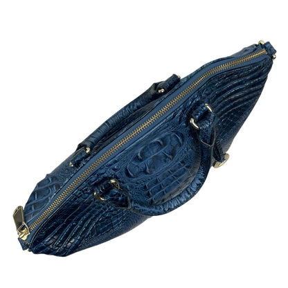 Brahmin Large Duxbury Satchel Bag Melbourne Blue Leather Croc