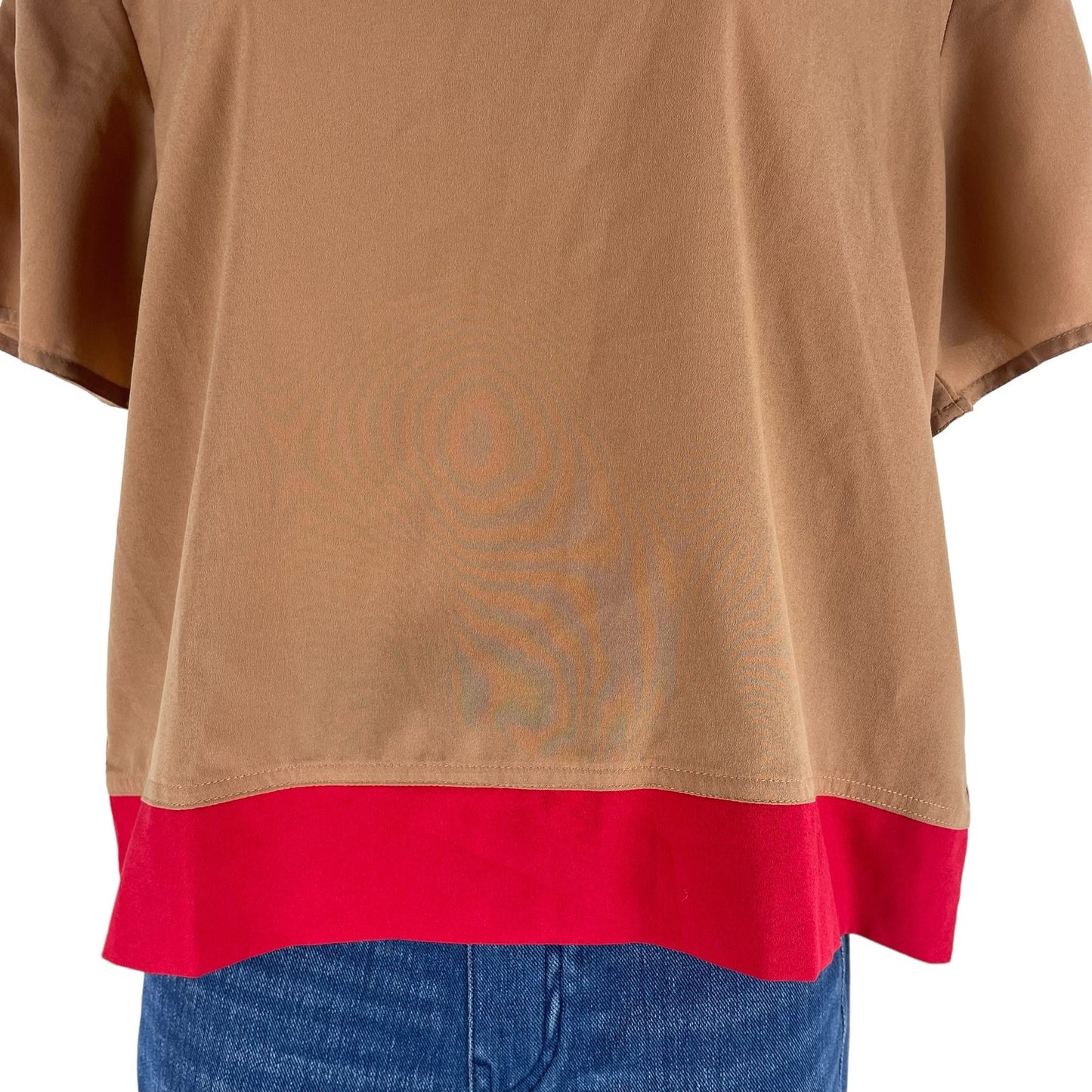 Walter Baker Leilani Short Sleeve Boxy Top Camel Red Size S