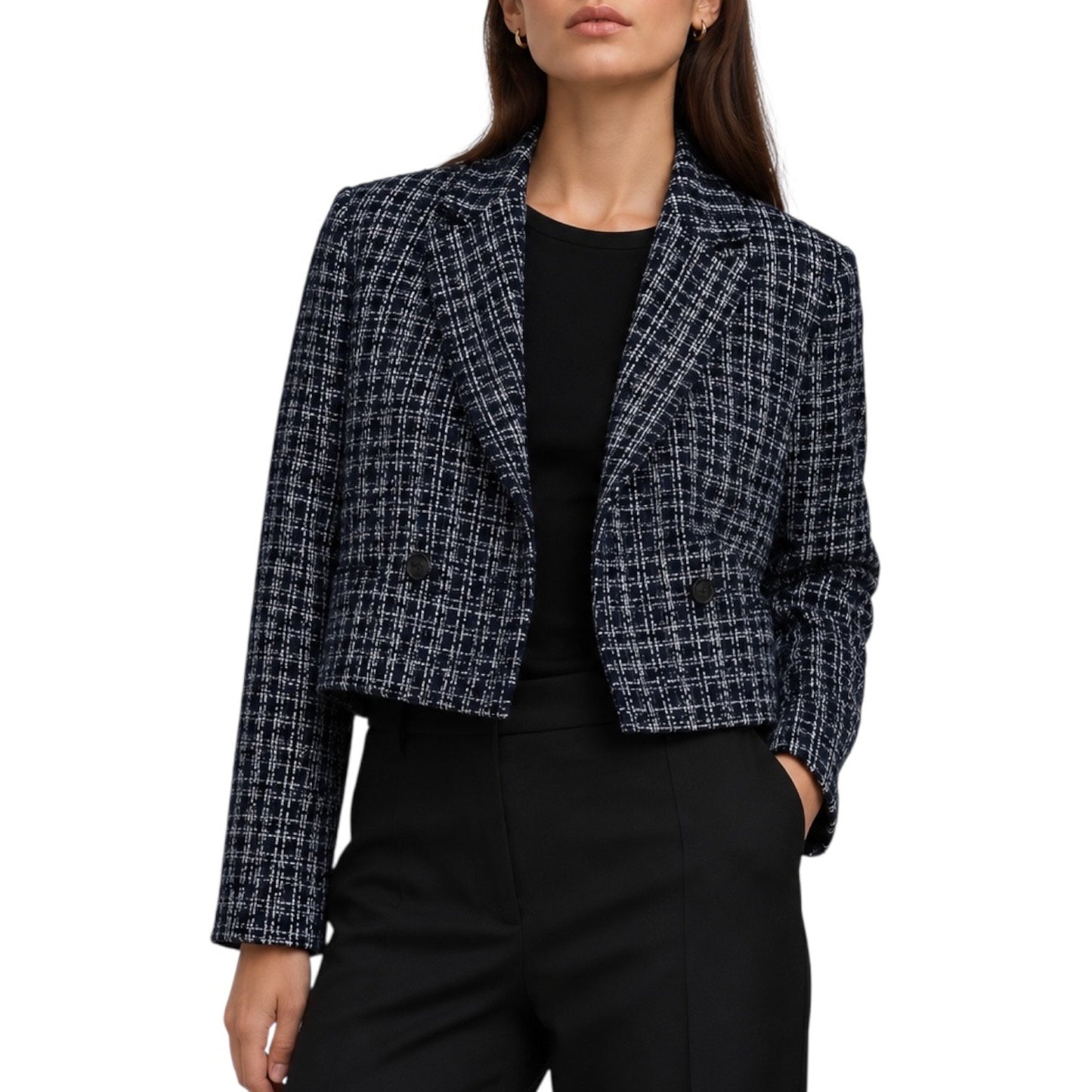 Rag & Bone Elvy Tweed Double Breasted Blazer Jacket Navy Size 12