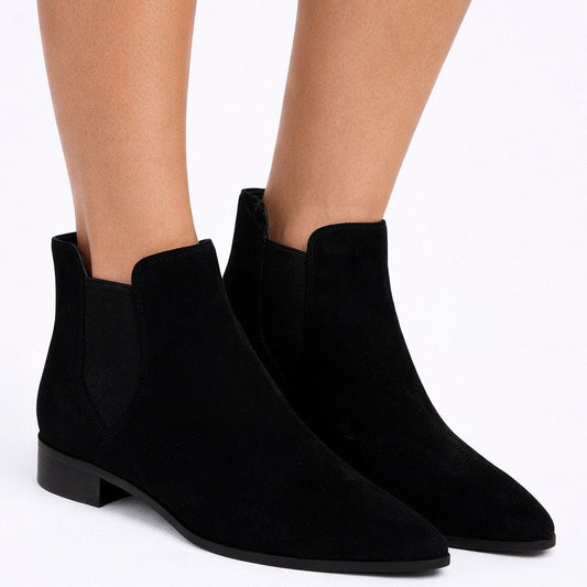Cole Haan Hara Suede Pointed Toe Chelsea Ankle Boots Black Size 8B