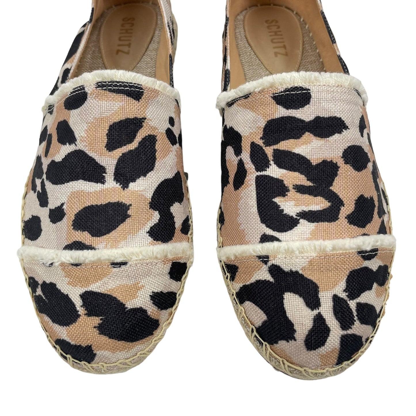 Schutz Ohanna Leopard Print Canvas Espadrilles Slip On Neutral Size 10