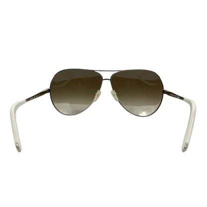 Chloe Oversized Aviator 60mm Sunglasses Metal Frame White Gold with Case