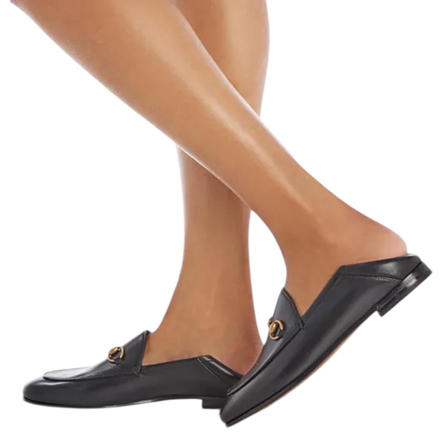 Gucci Brixton Leather Horsebit Loafers Mules Slide Black Size 36