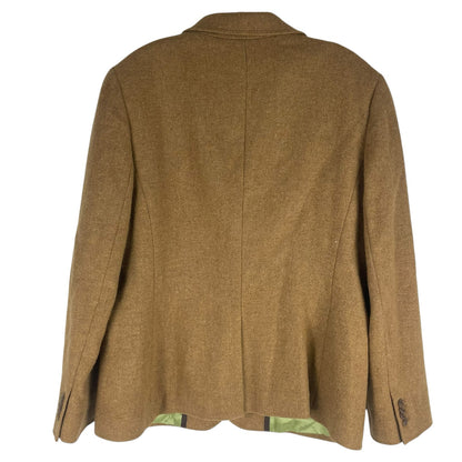 Lands' End Wool Mohair Blend 2 Button Blazer Jacket Camel Tan Size 12