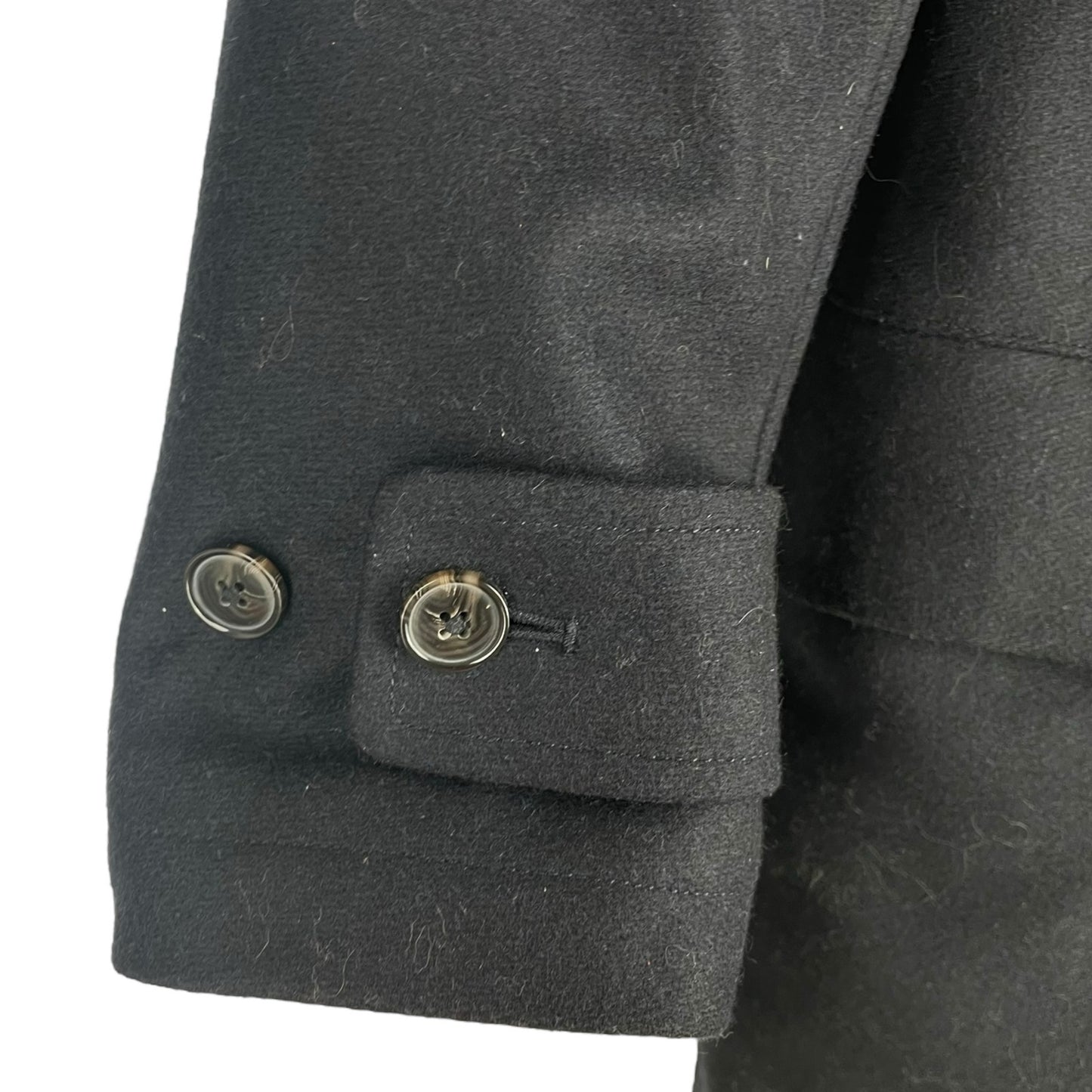 Lands' End Wool Blend Single Breasted Long Top Coat Black Men Size L Reg