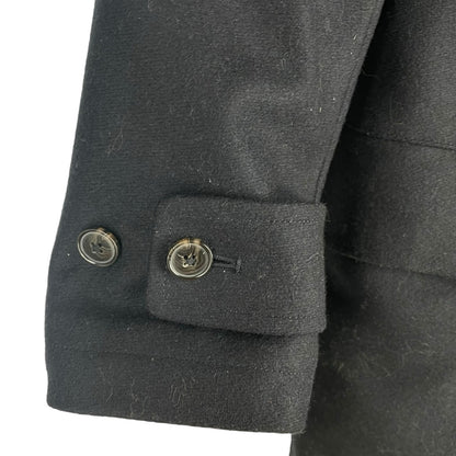 Lands' End Wool Blend Single Breasted Long Top Coat Black Men Size L Reg