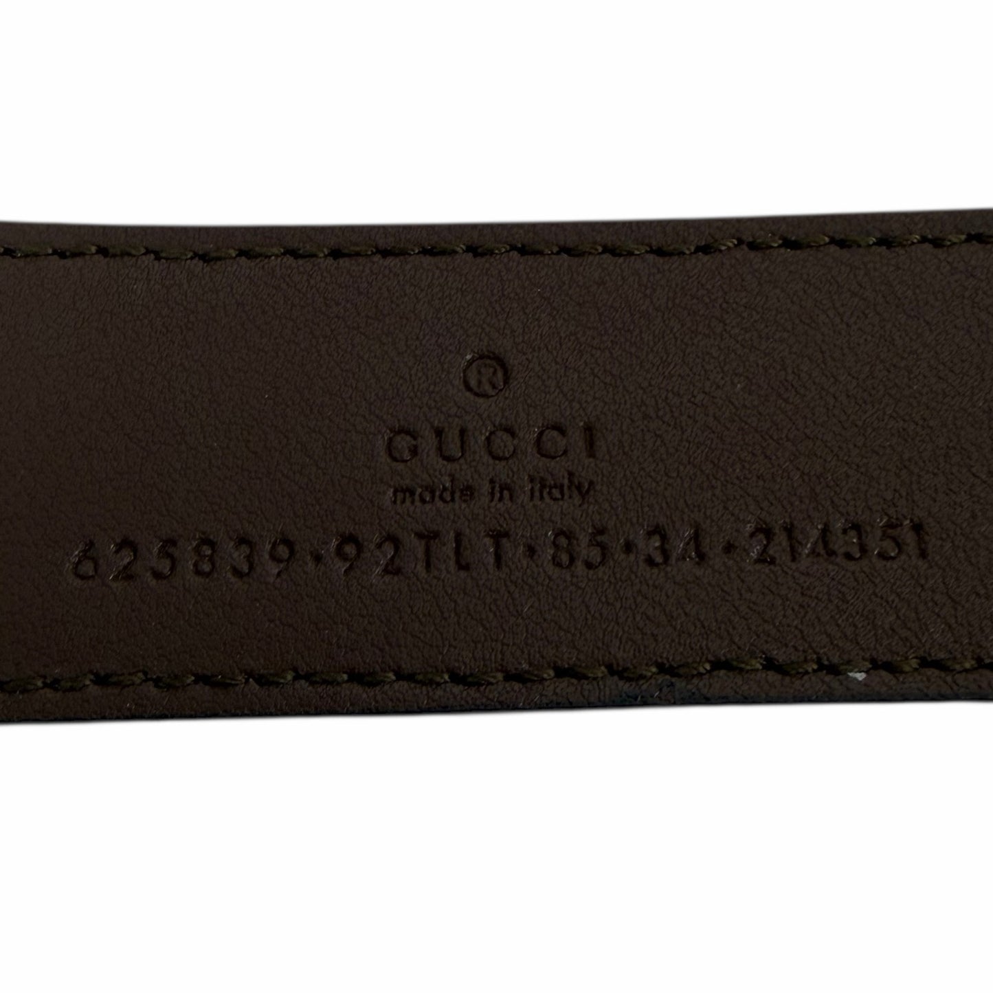 Gucci Canvas Monogram GG Buckle Supreme Leather Belt Brown Size 85cm/34"
