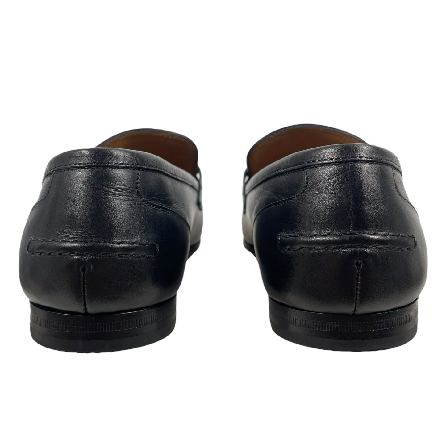 Gucci Jordaan Loafers Black Leather Gold Horsebit Men Size 8.5/ 9