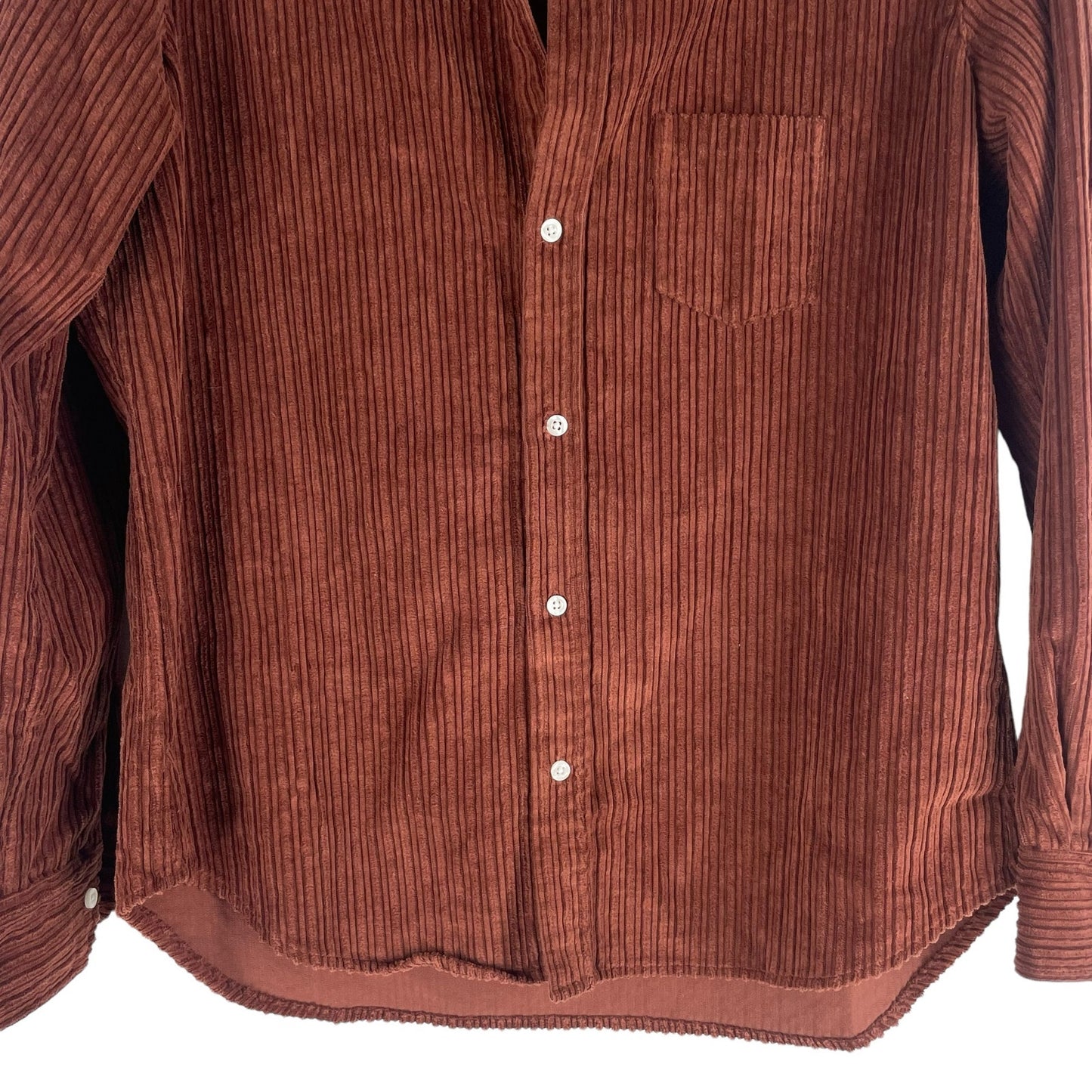 Frank & Eileen Barry Tailor Fit Corduroy Shirt Rust Brown Size XS