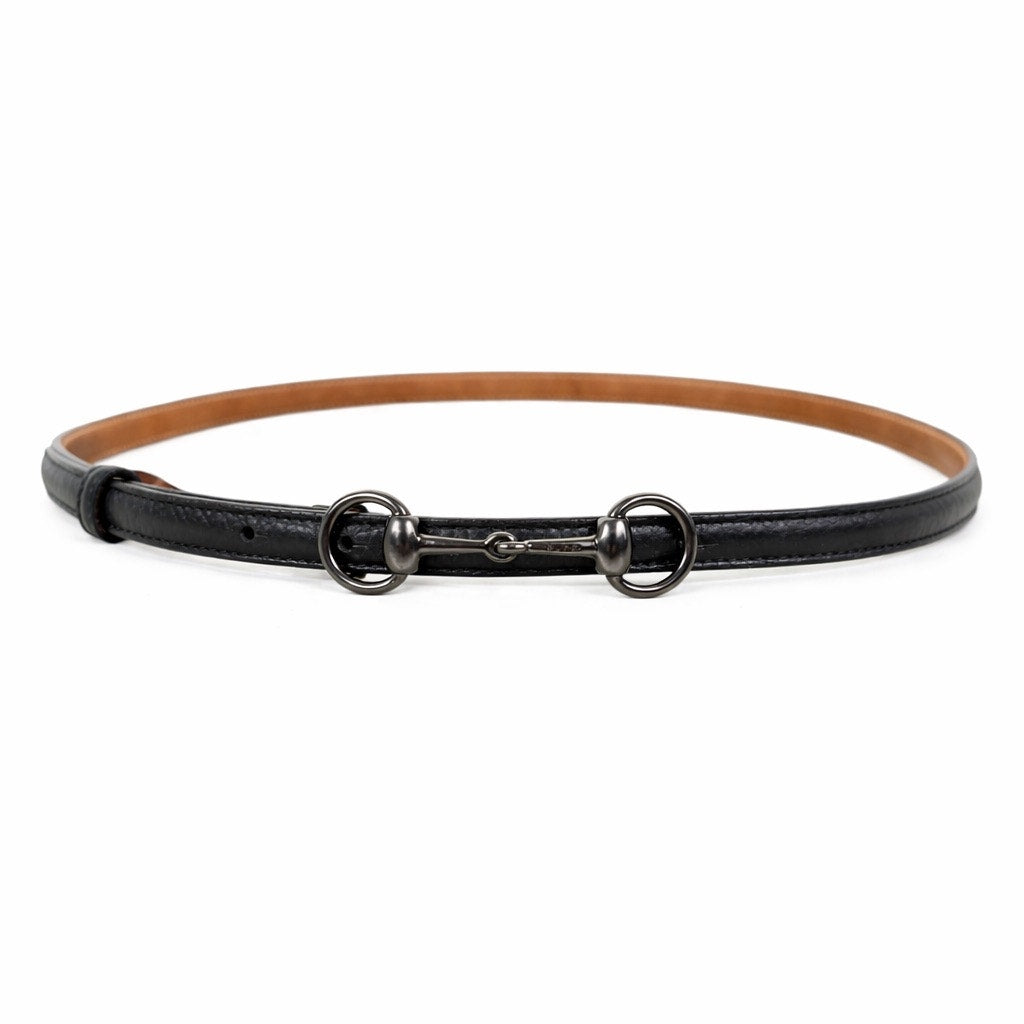 Gucci Horsebit Buckle Thin Belt Black Pebble Leather Size 95cm/38"