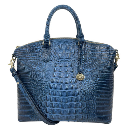 Brahmin Large Duxbury Satchel Bag Melbourne Blue Leather Croc