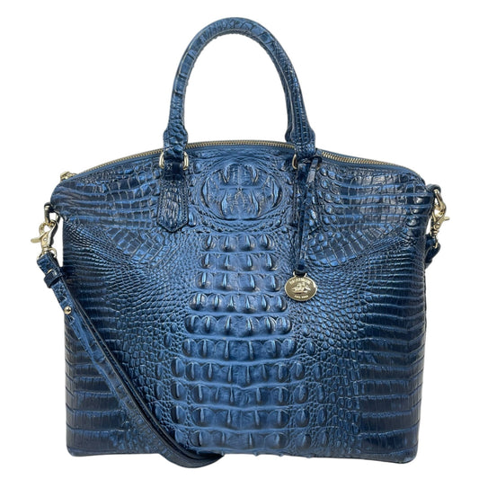 Brahmin Large Duxbury Satchel Bag Melbourne Blue Leather Croc