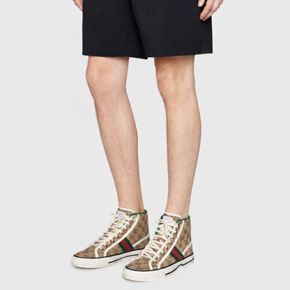 Gucci GG 1977 Tennis Sneakers Lace Up Beige Ebony Original Size 11.5/ 12