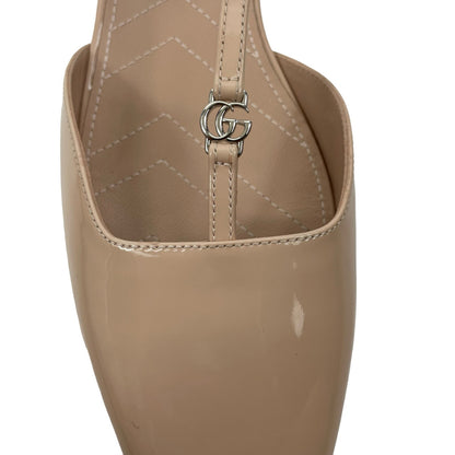 Gucci Double GG T Strap Patent Leather Ballet Flat Skin Rose Size 39.5