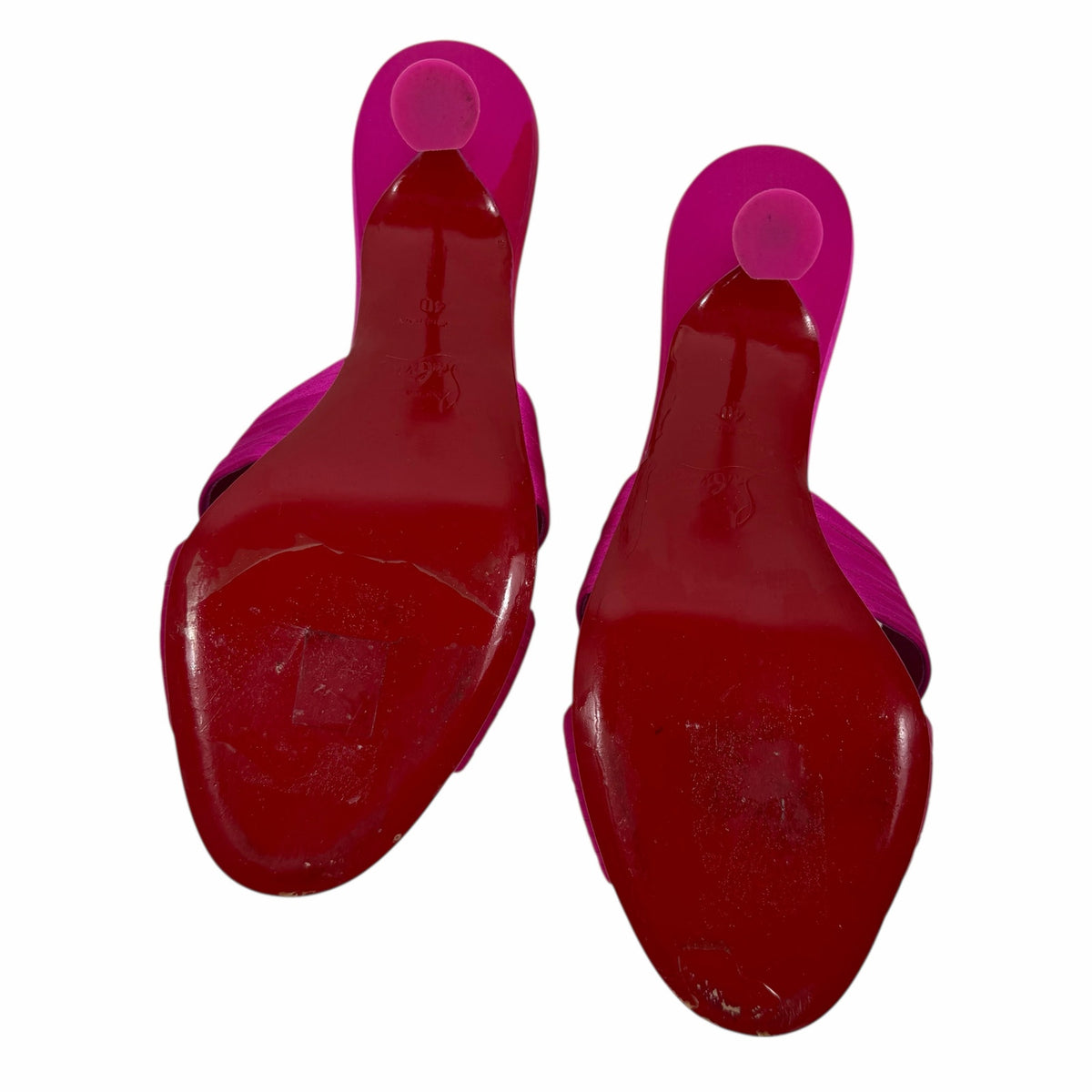 Christian Louboutin Nicol is Back 85 Crepe Satin Mule Sandal Pink Size 40