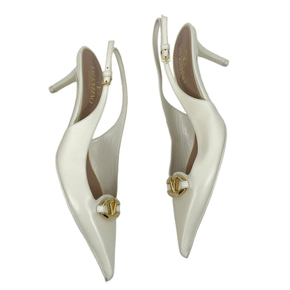 Valentino Garavani The Bold Edition Vlogo Calfskin Pump 60mm Ivory Size 36