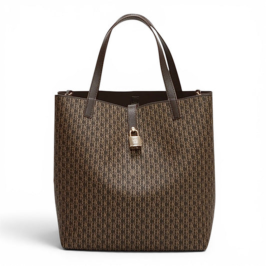 Carolina Herrera Matryoshka Locked CH Logo Medium Handbag Brown