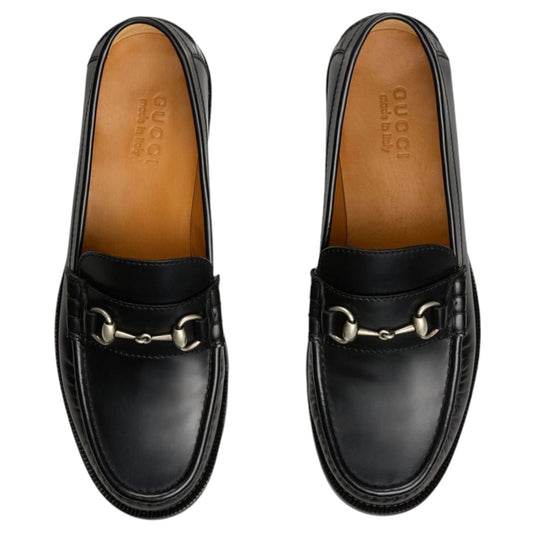 Gucci Kaveh Leather Loafers with Horsebit Black Size 12/ 12.5