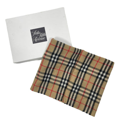 Burberry House Check Cashmere Neck Warmer Loop Scarf Tan Brown 26"x 9.5"