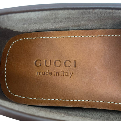 Gucci Interlocking GG Calf Leather Moccasin Driver Loafer Brown Size 13/13.5