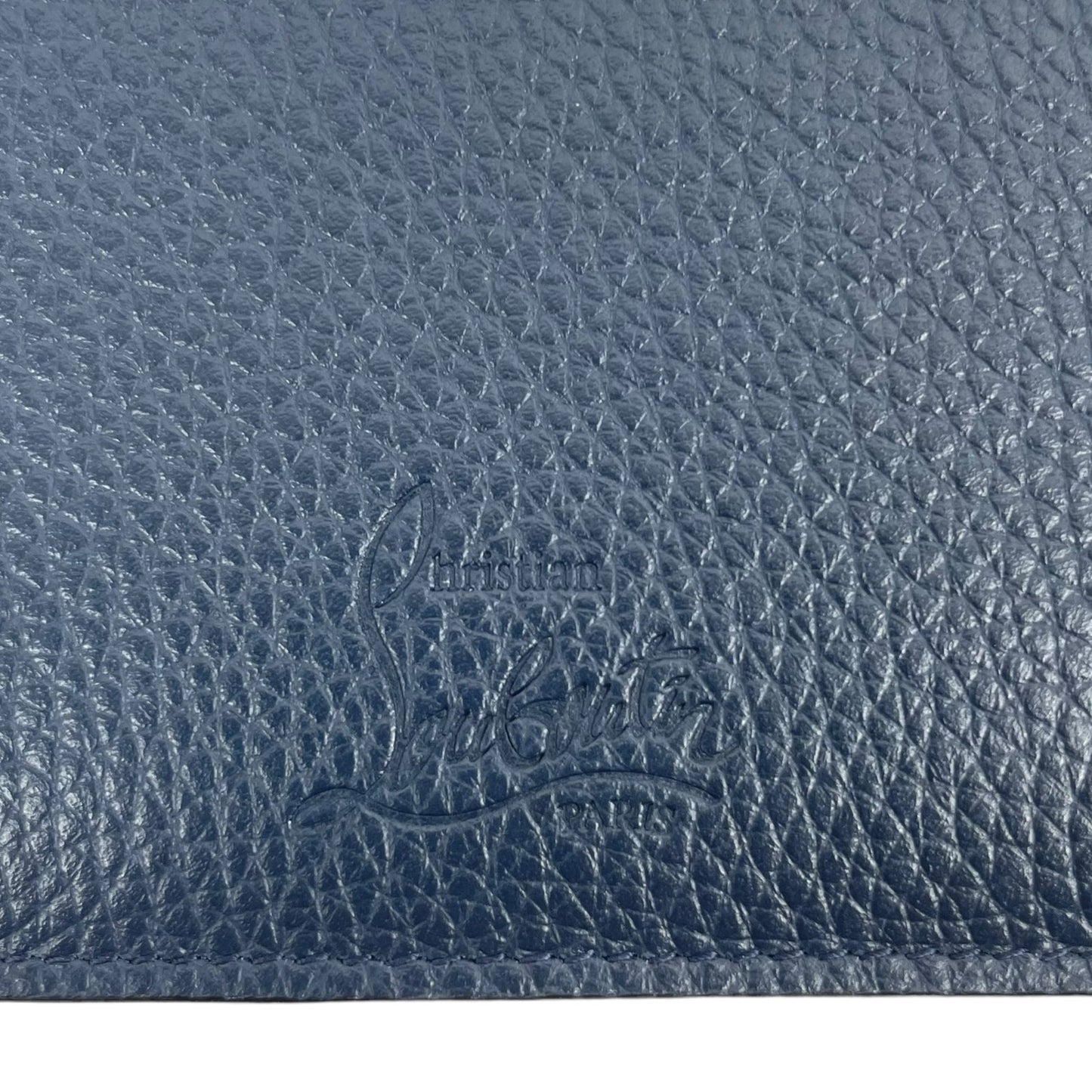 Christian Louboutin Sifnos Spike Leather Bifold Card Holder Wallet Navy