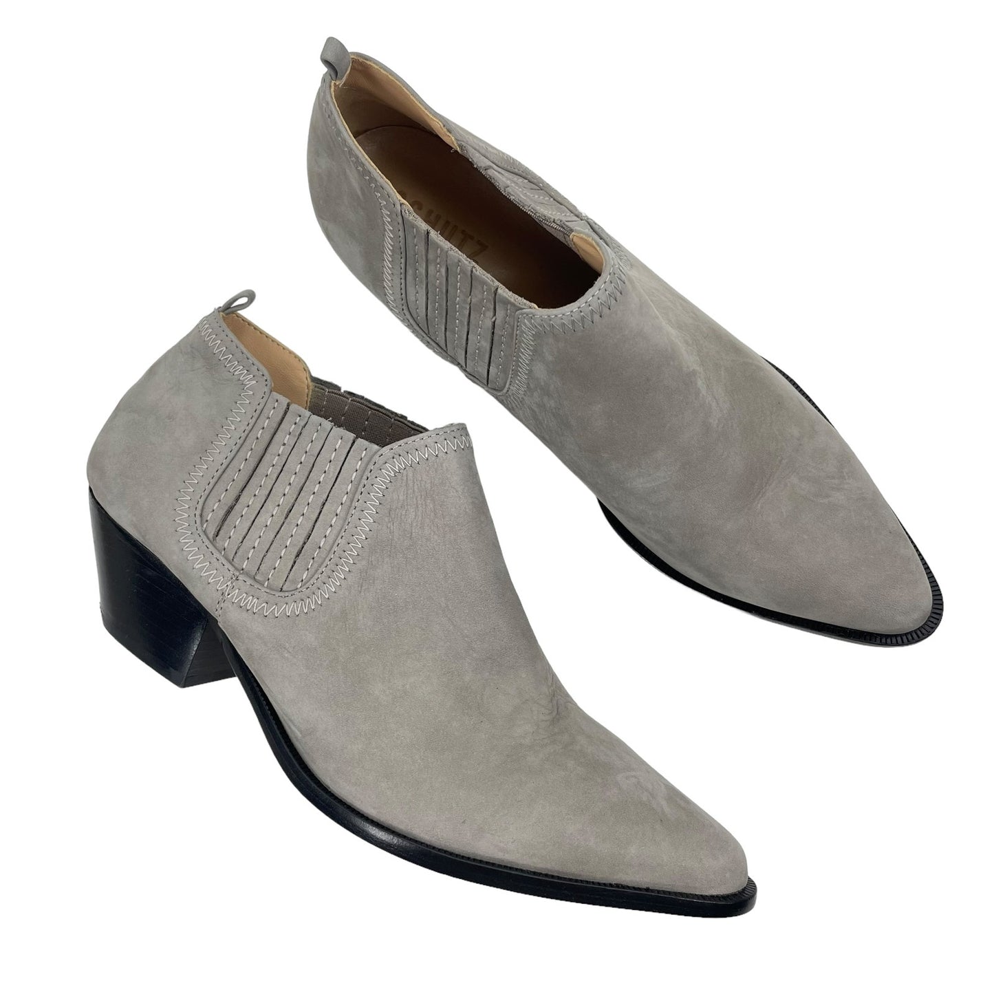 Schutz Jacqueline Pointed Toe Ankle Boots Grey Size 10.5