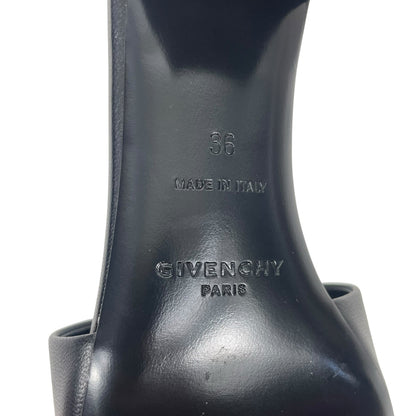 Givenchy 4G Gold Logo Black Nappa Leather Mule Sandal Size 36