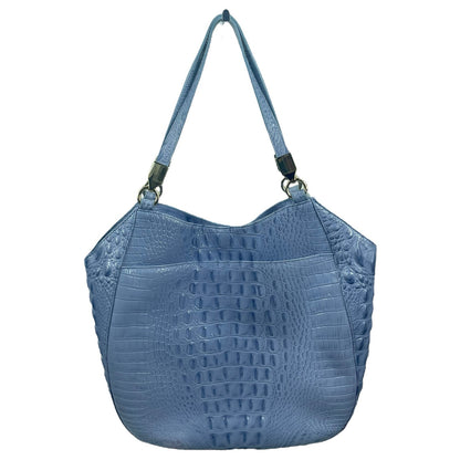 Brahmin Marianna Melbourne Leather Tote Bag Periwinkle Blue Croc Embossed