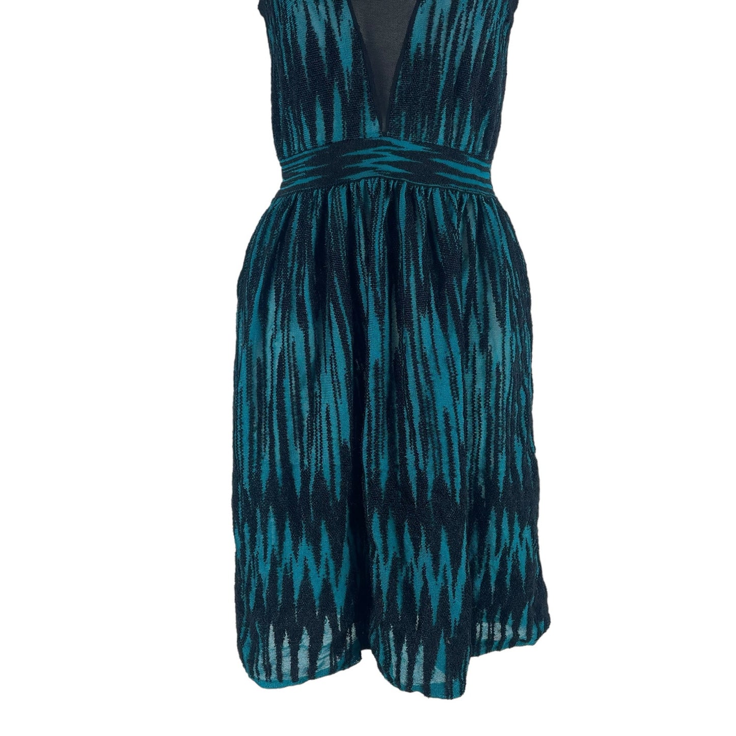 M Missoni Cable Knit Mesh Mini Dress Deep Jade Size 40/ 4