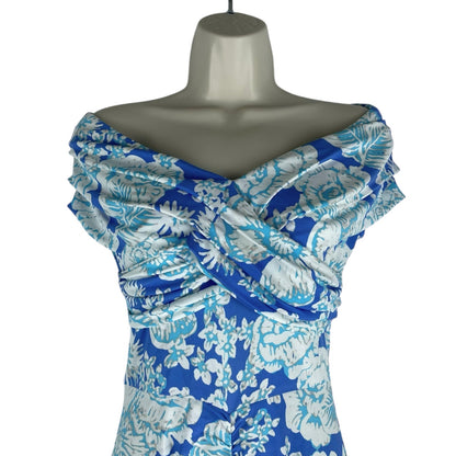 Diane von Furstenberg Stephen Off Shoulder Midi Dress Blue Size S