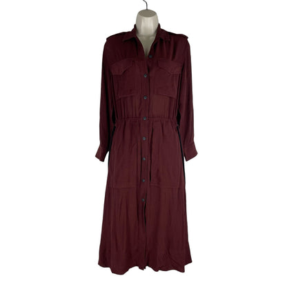 Rag & Bone Oasis Button Down Shirt Dress Waist Tie Deep Red Size XXS