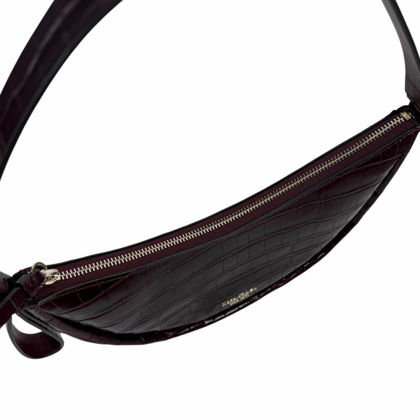 Kate Spade Smile Croc Embossed Leather Small Shoulder Bag Red