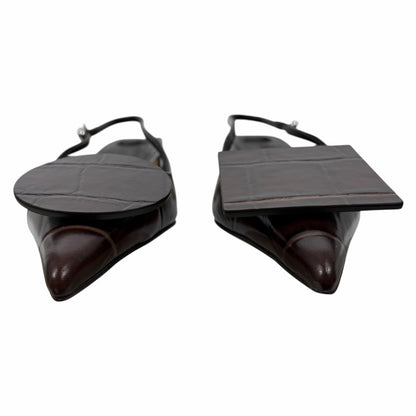 Jacquemus Les Duelo Slingback Pump Croc Emboss Brown Size 38