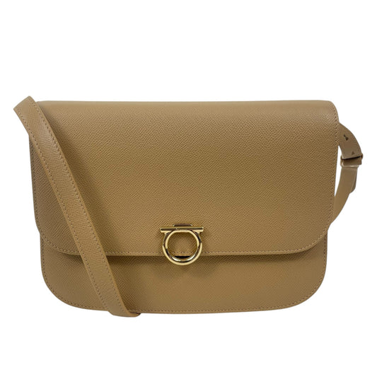 Salvatore Ferragamo Gemini Gancini Leather Shoulder Bag Camel Brown