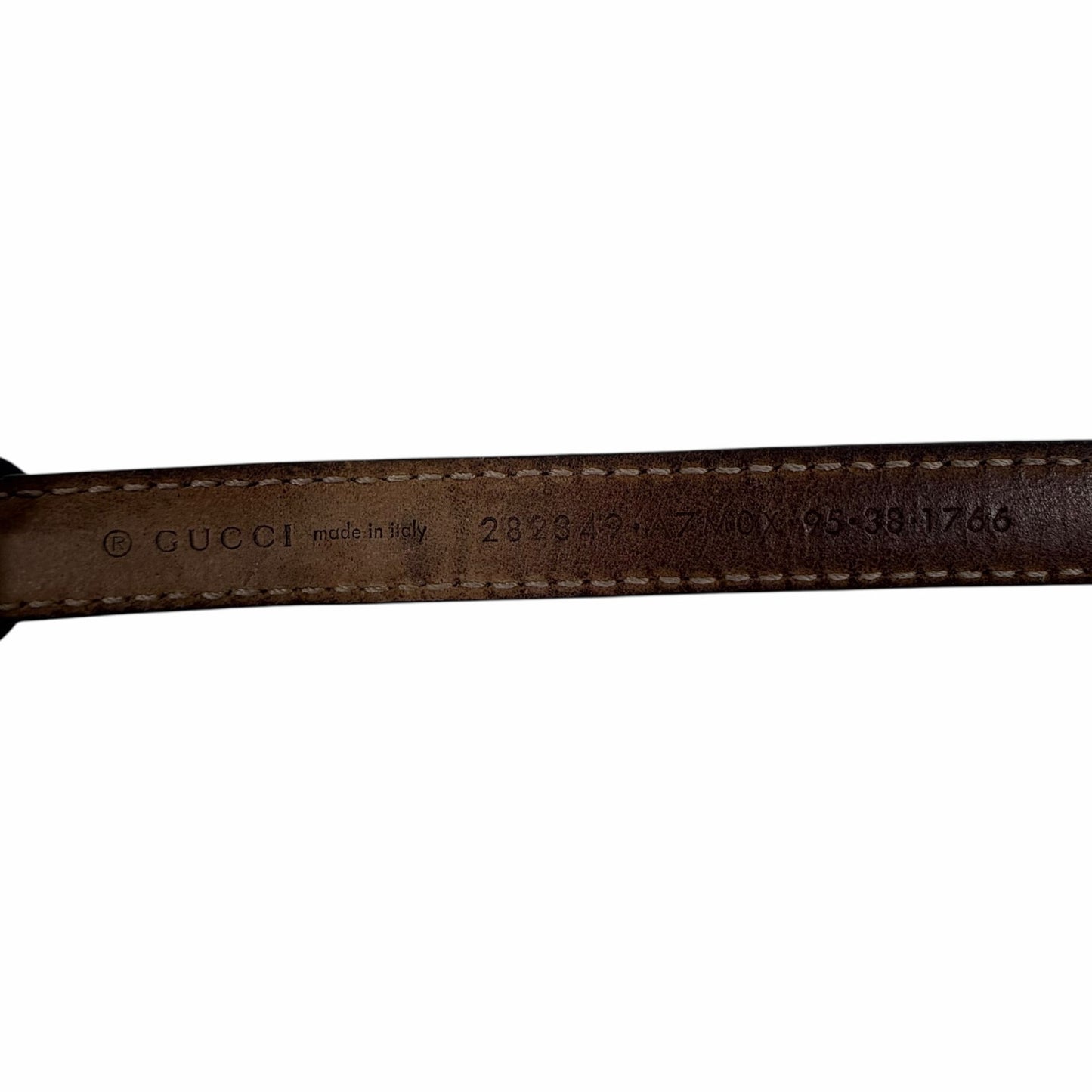 Gucci Horsebit Buckle Thin Belt Black Pebble Leather Size 95cm/38"