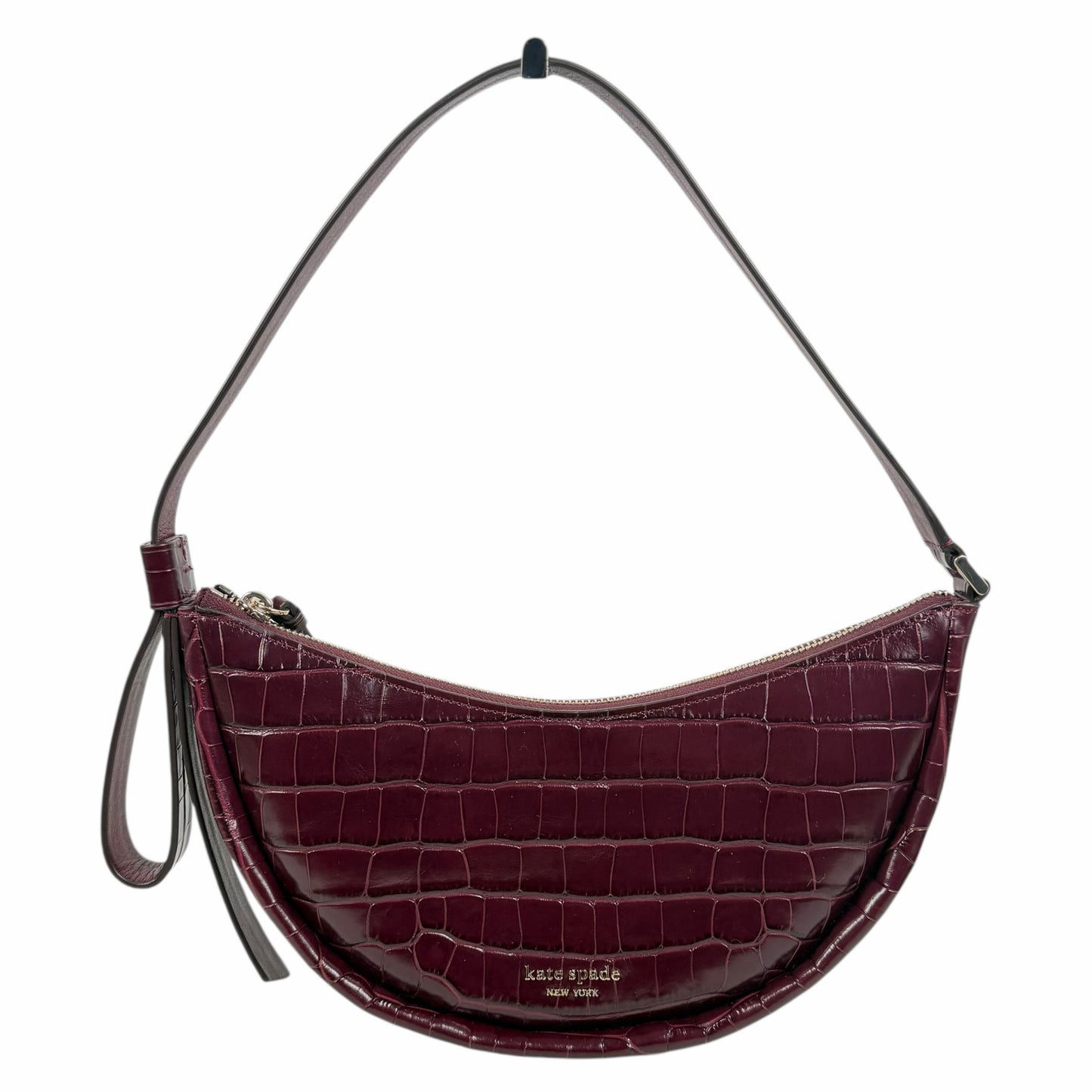 Kate Spade Smile Croc Embossed Leather Small Shoulder Bag Red