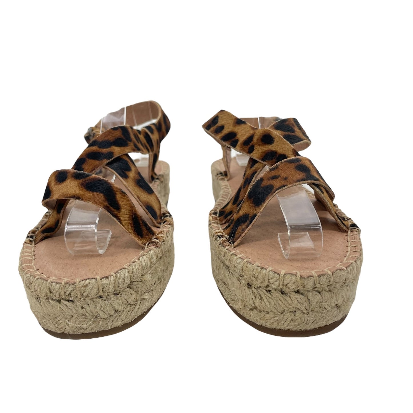 Madewell Malia Espadrille Platform Sandals Leopard Calf Hair Size 7.5