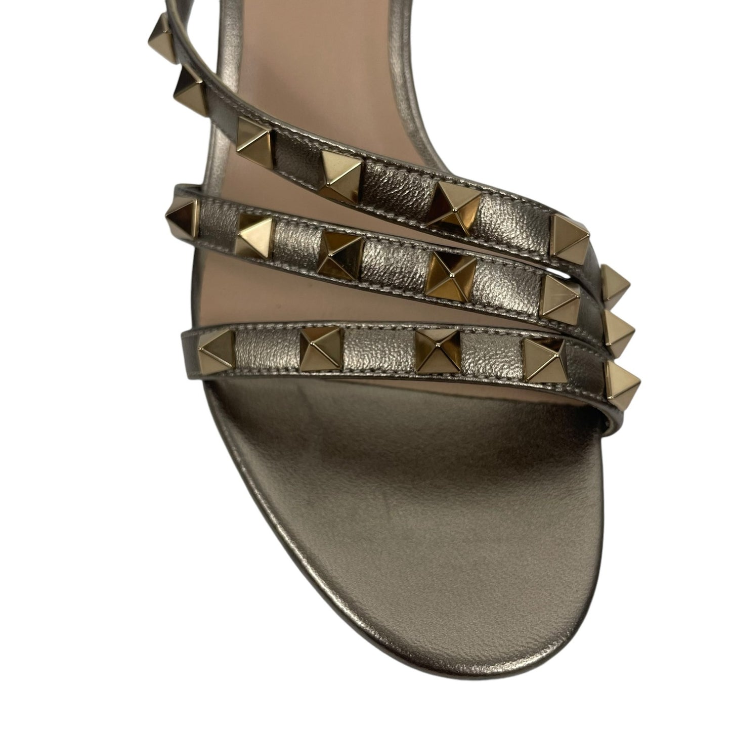 Valentino Garavani Rockstud Asymmetrical 60mm Sandal Bronze Size 36.5