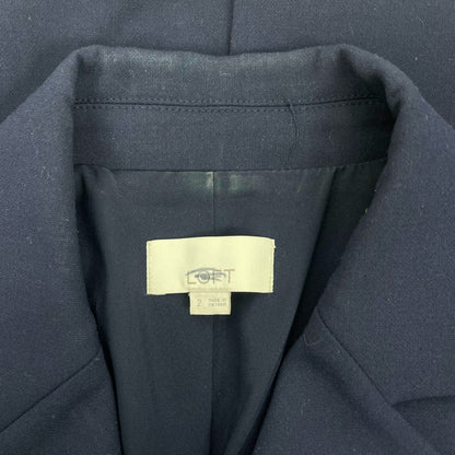 Ann Taylor LOFT Double Breasted Gold Button Blazer Jacket Navy Size 2