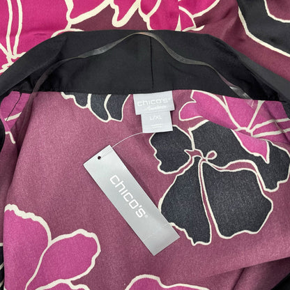 Chico's Travelers Floral Printed Kimono Jacket Deep Chianti Size L/XL