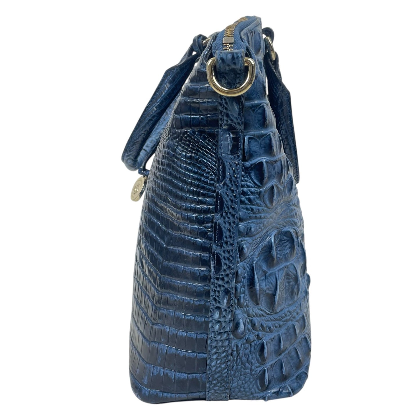 Brahmin Large Duxbury Satchel Bag Melbourne Blue Leather Croc