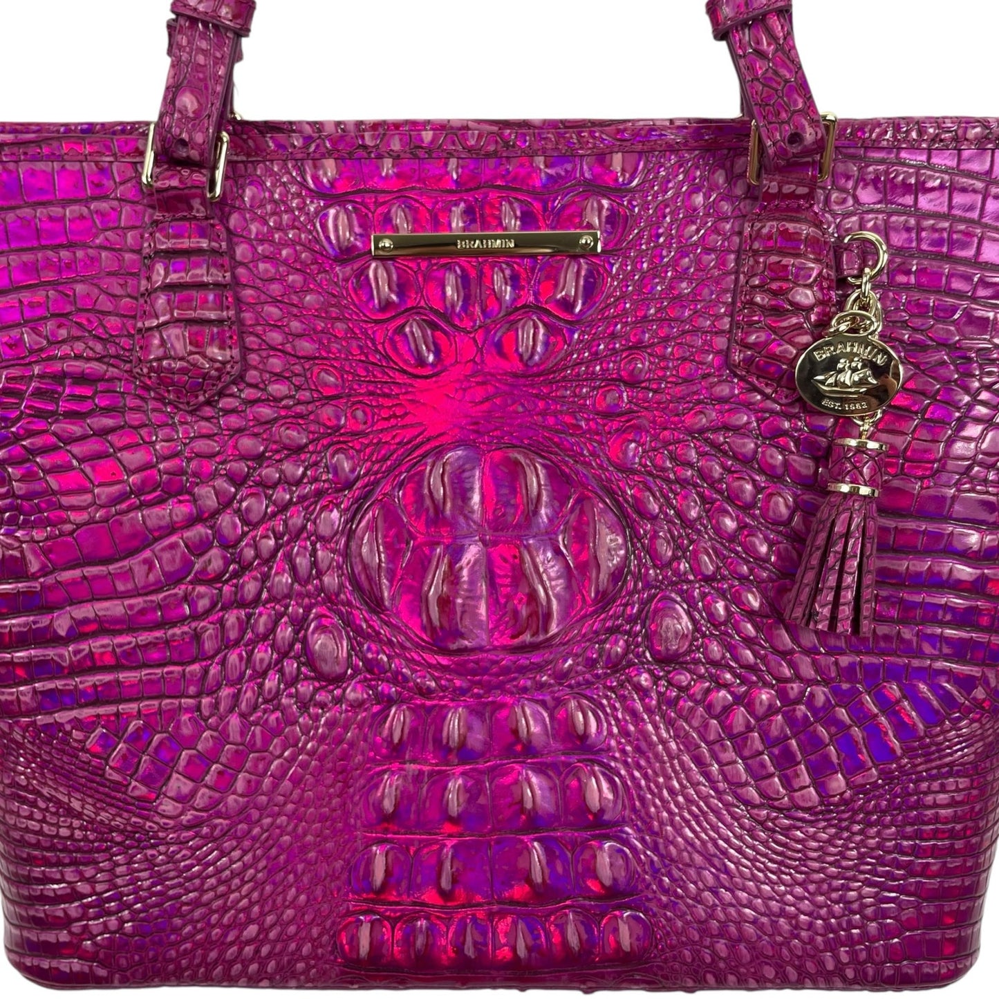 Brahmin Medium Asher Tote Bag Chrome Pink Melbourne Leather Shoulder Bag